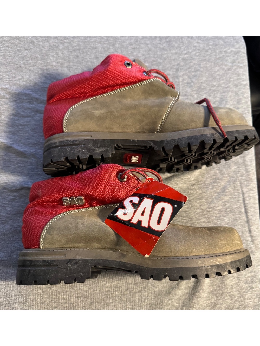 SAO Mens Brown and Red Lace Up Boots Size 7.5